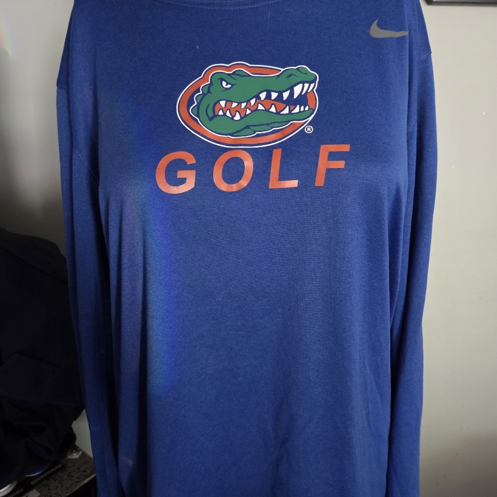 Nike Blue Florida  Gator Golf Long Sleeve Shirt Size Large